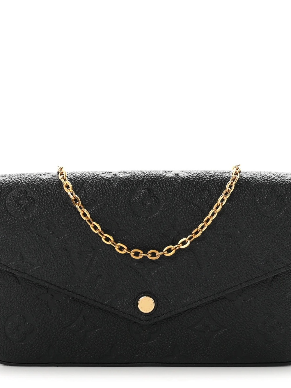 Louis Vuitton Black Monogram Envelope Clutch with Gold Chain